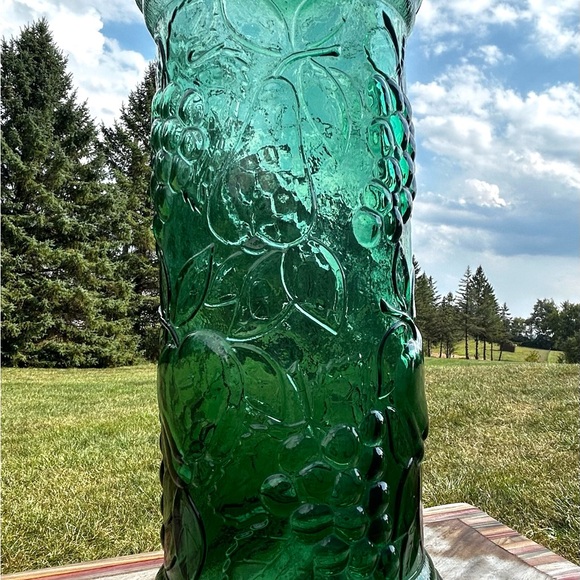 🎉HP🎉Vintage MCM  EMPOLI GLASS Decanter Bottle Fruit Pattern Italy ~ No Stopper - Picture 7 of 14